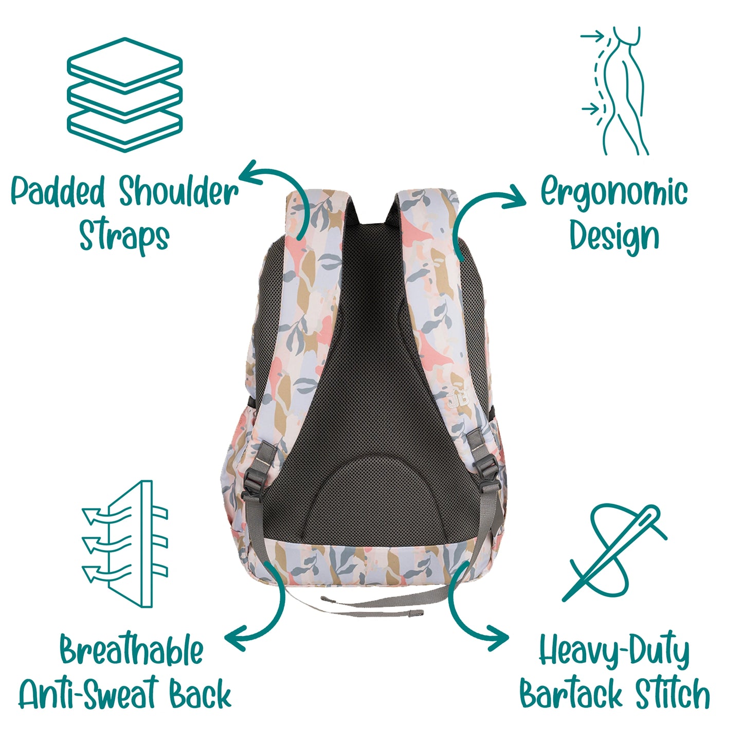 JB Printed (19inch)(47cm) Backpack(4zip) – Stylish & Spacious for School & College