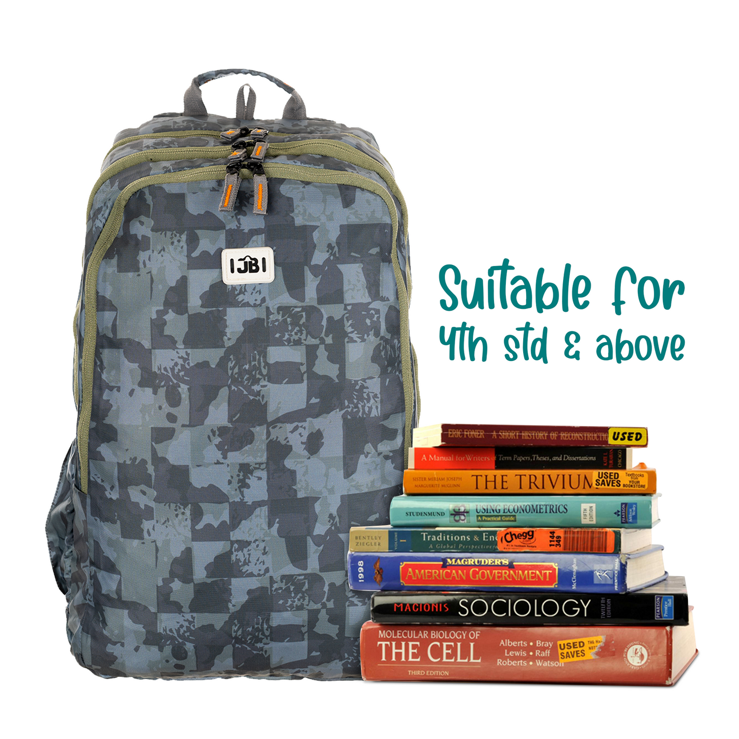 Stormy Slate School/College Backpack for Kids aged 9 years and above - 19Inch (Grey)