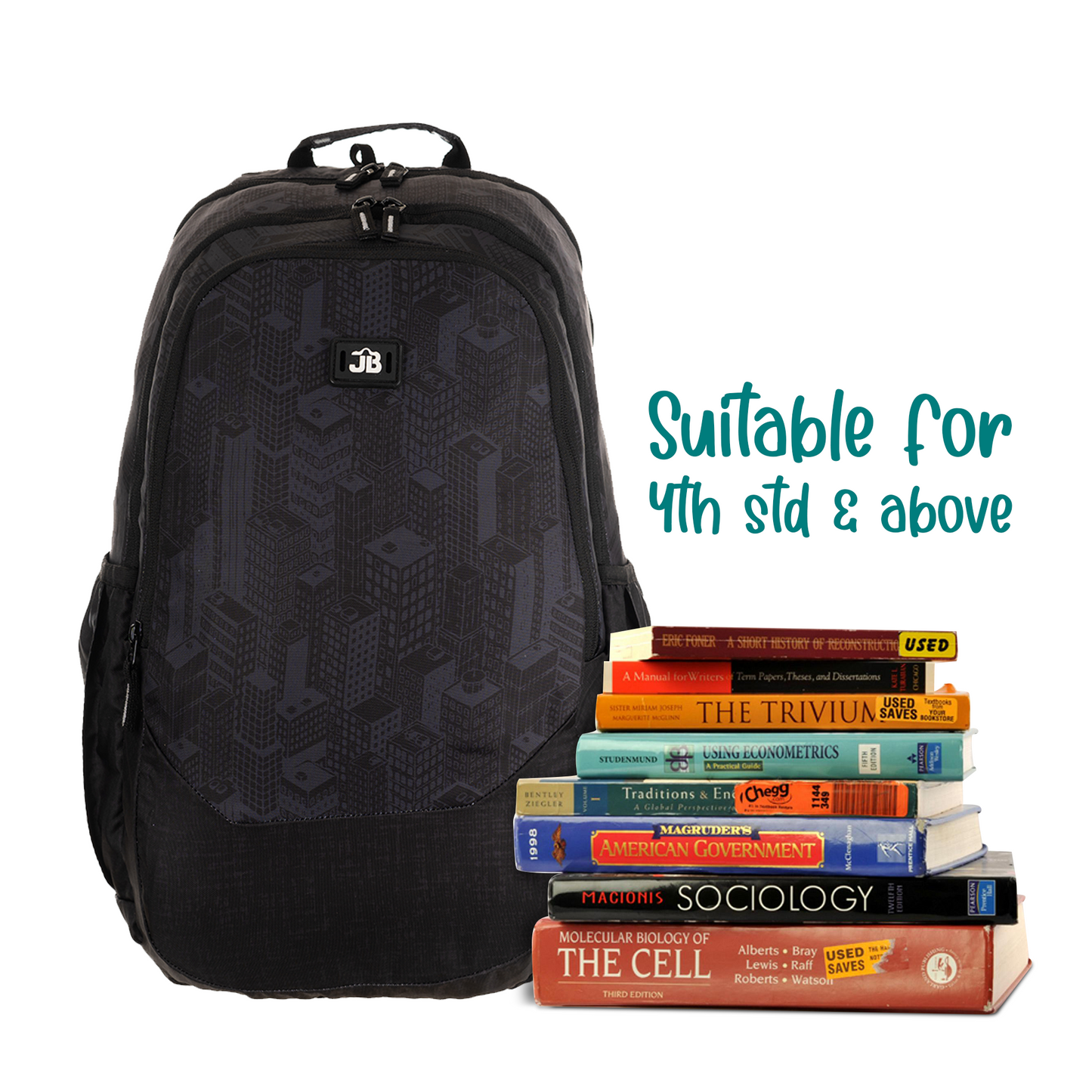 Shadow Trek School/College Backpack for 9 years & above - 19 Inch (Black)