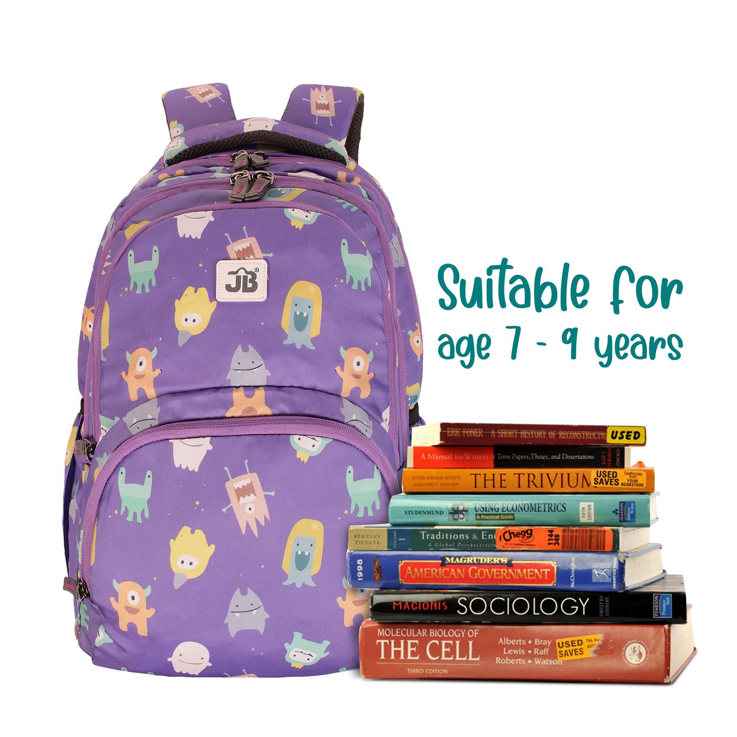 Alien Ambler School Backpack for Kids 7 to 9 Years - 17 Inch (Purple)