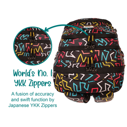 Abstract Printed School Backpack for Kids 7 to 9 Years - 17 Inch (Black)