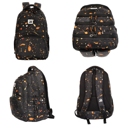 Colour Splash School Backpack for Kids 7 to 9 Years - 17 Inch (Black-Orange)