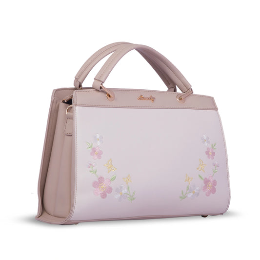 Aimeely Floral Embroidered Structured Handbag with Detachable Sling