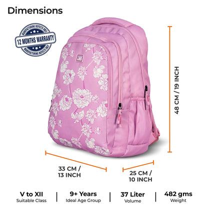 School Backpack 19"in | Age 9+ | Grade V To XII | 37L | Graffix