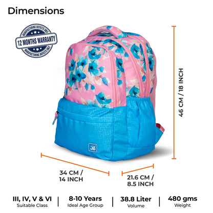 School Backpack 18"in | Age 8–11 | Grade III, IV, V, VI | 33.8L | Arbor