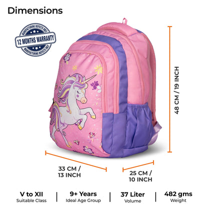 School Backpack 19"in | Age 9+ | Grade V To XII | 37L | Graffix