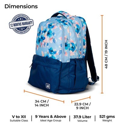 School Backpack 19"in | Age 9+ | Grade V To XII+ | 38L | Axiom