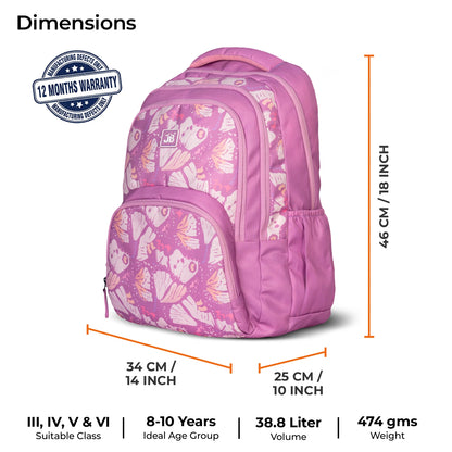 School Backpack 18"in | Age 8–11 | Grade III, IV, V,VI | 38L | Murex