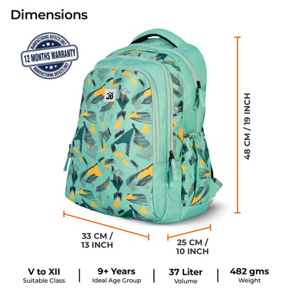 School Backpack 19"in | Age 9+ | Grade V To XII | 37L | Graffix