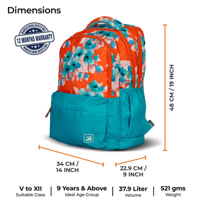 School Backpack 19"in | Age 9+ | Grade V To XII+ | 38L | Axiom