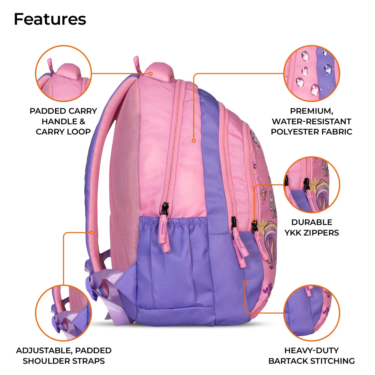 School Backpack 19"in | Age 9+ | Grade V To XII | 37L | Graffix