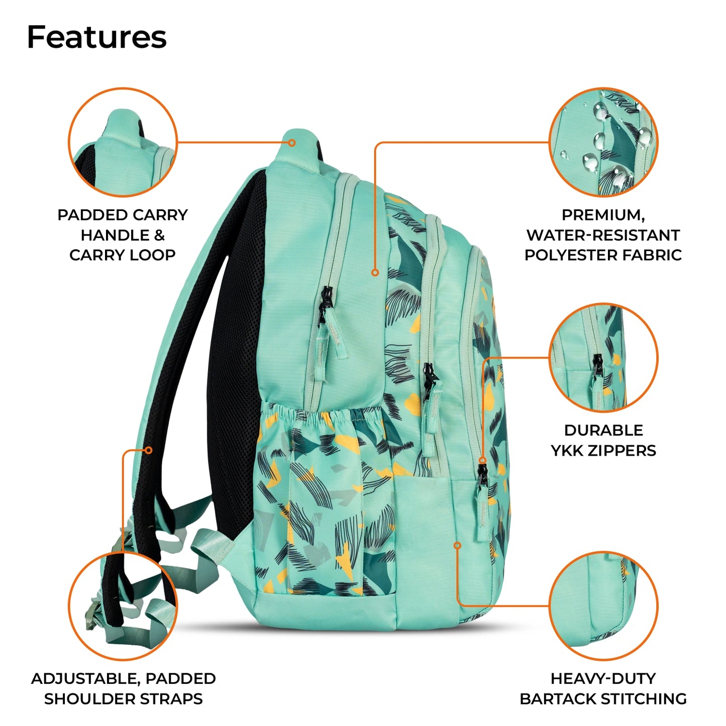 School Backpack 19"in | Age 9+ | Grade V To XII | 37L | Graffix