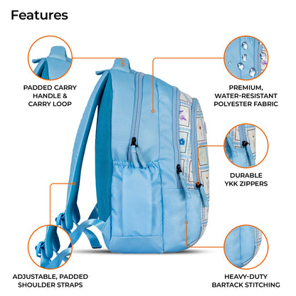 School Backpack 19"in | Age 9+ | Grade V To XII | 37L | Graffix