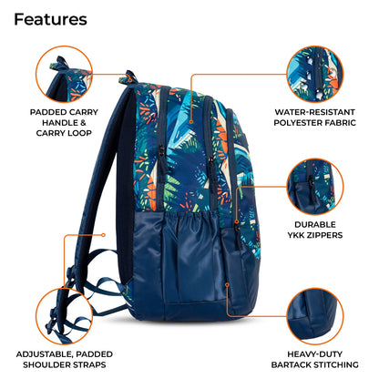School Backpack 19"in | Age 9+ | Grade V to XII+ | 34L | Aspen