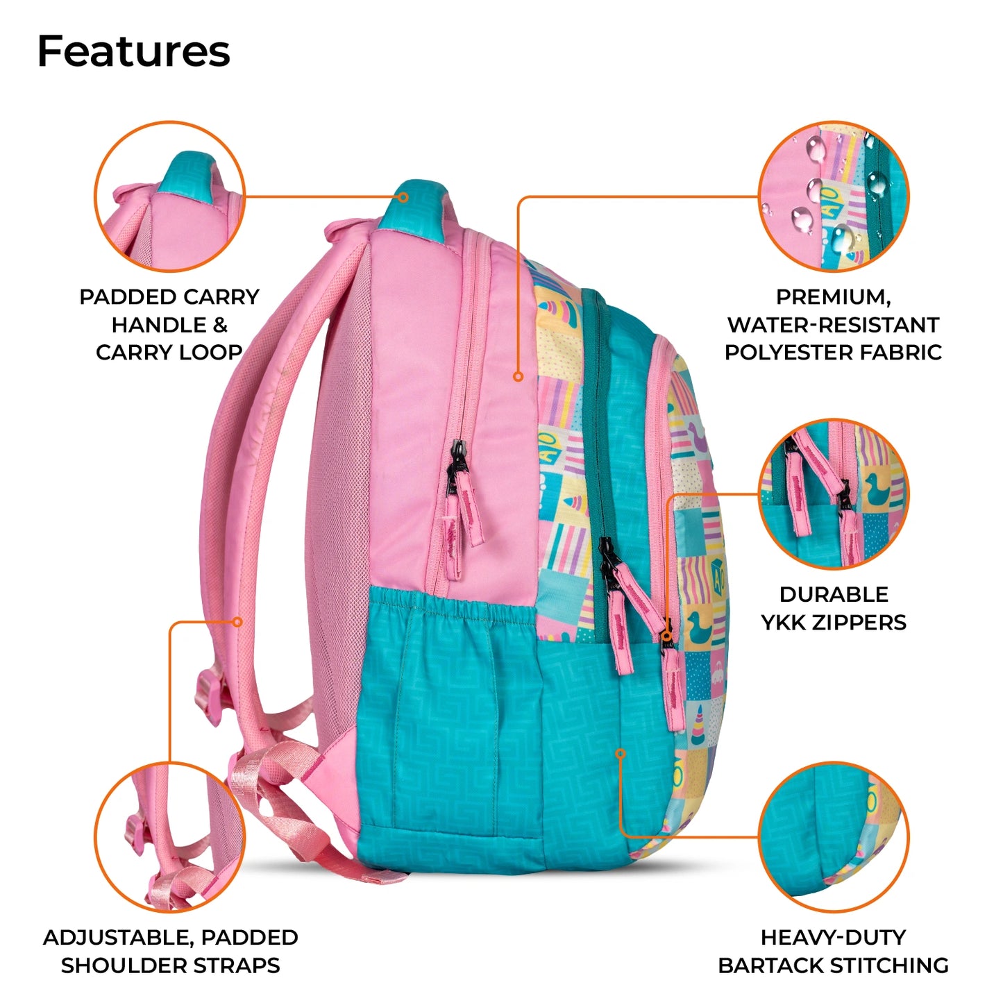 School Backpack 19"in | Age 9+ | Grade V To XII | 37L | Graffix