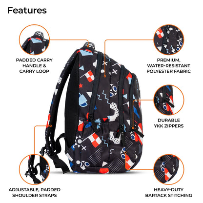 School Backpack 19"in | Age 9+ | Grade V To XII | 37L | Graffix