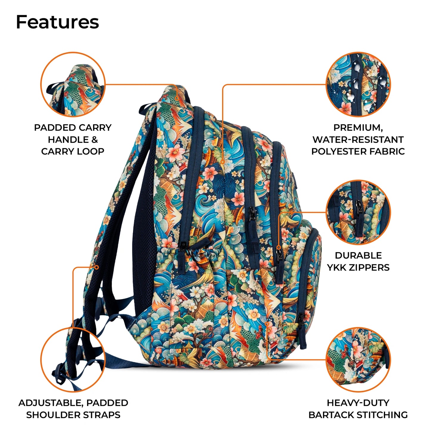 School Backpack 18"in | Age 8–11 | Grade III, IV, V,VI | 38L | Murex