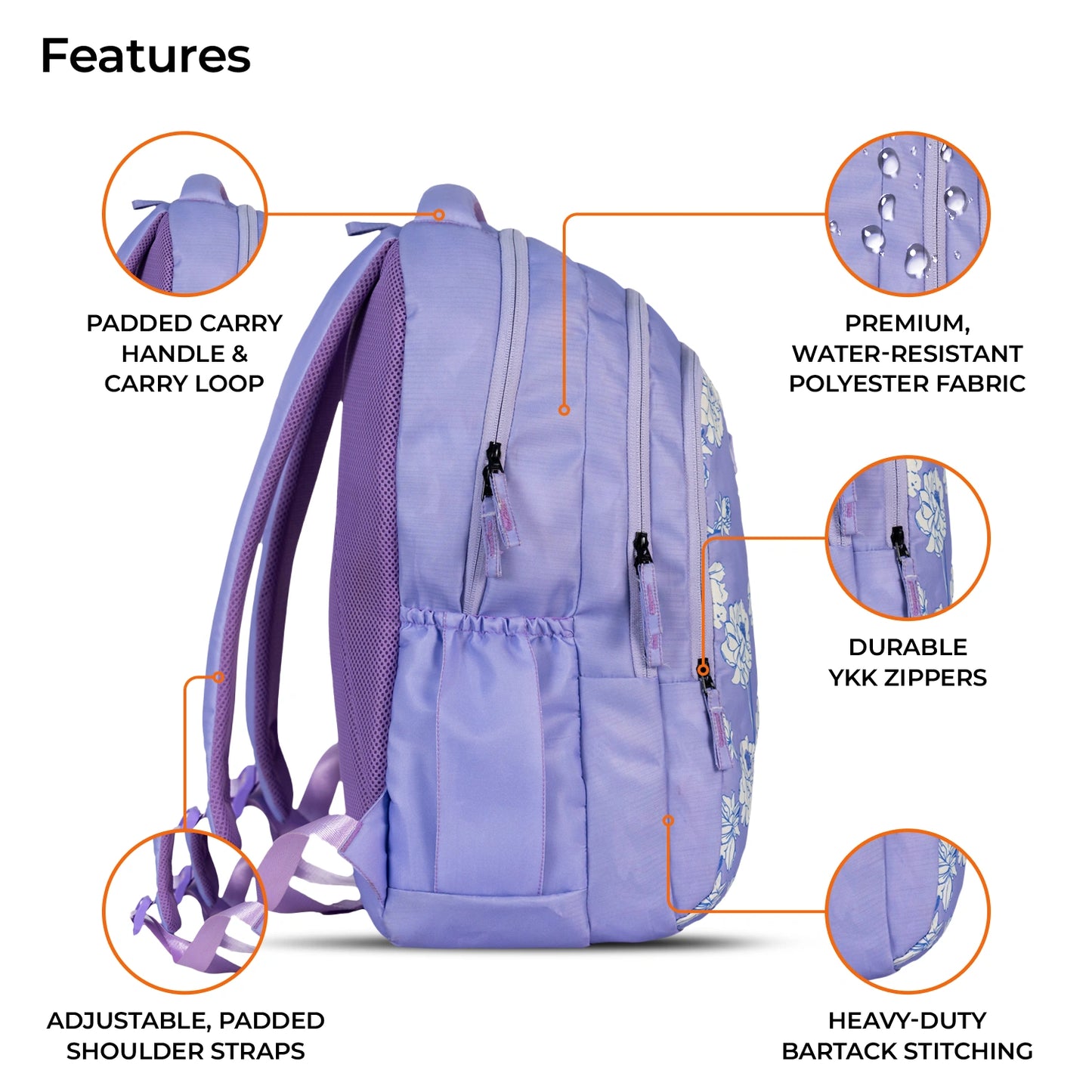 School Backpack 19"in | Age 9+ | Grade V To XII | 37L | Graffix