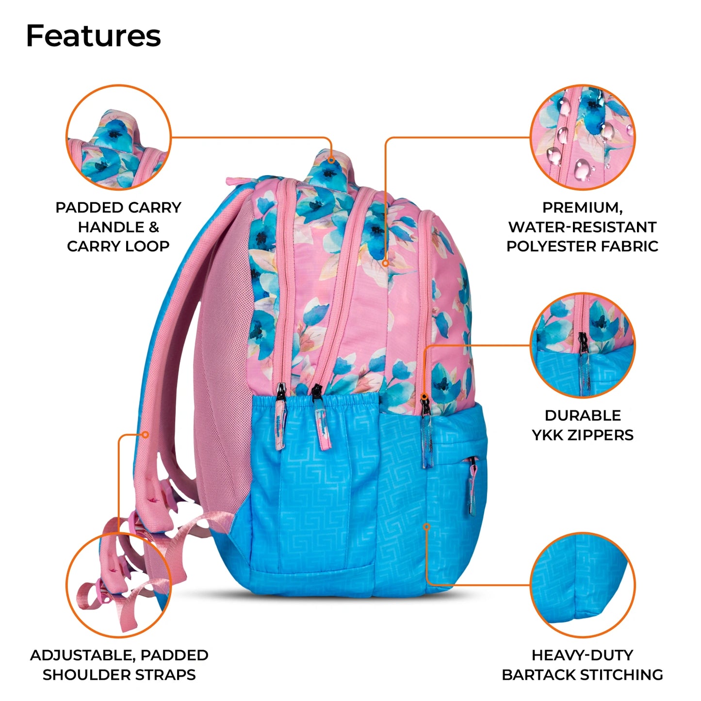 School Backpack 19"in | Age 9+ | Grade V To XII+ | 38L | Axiom