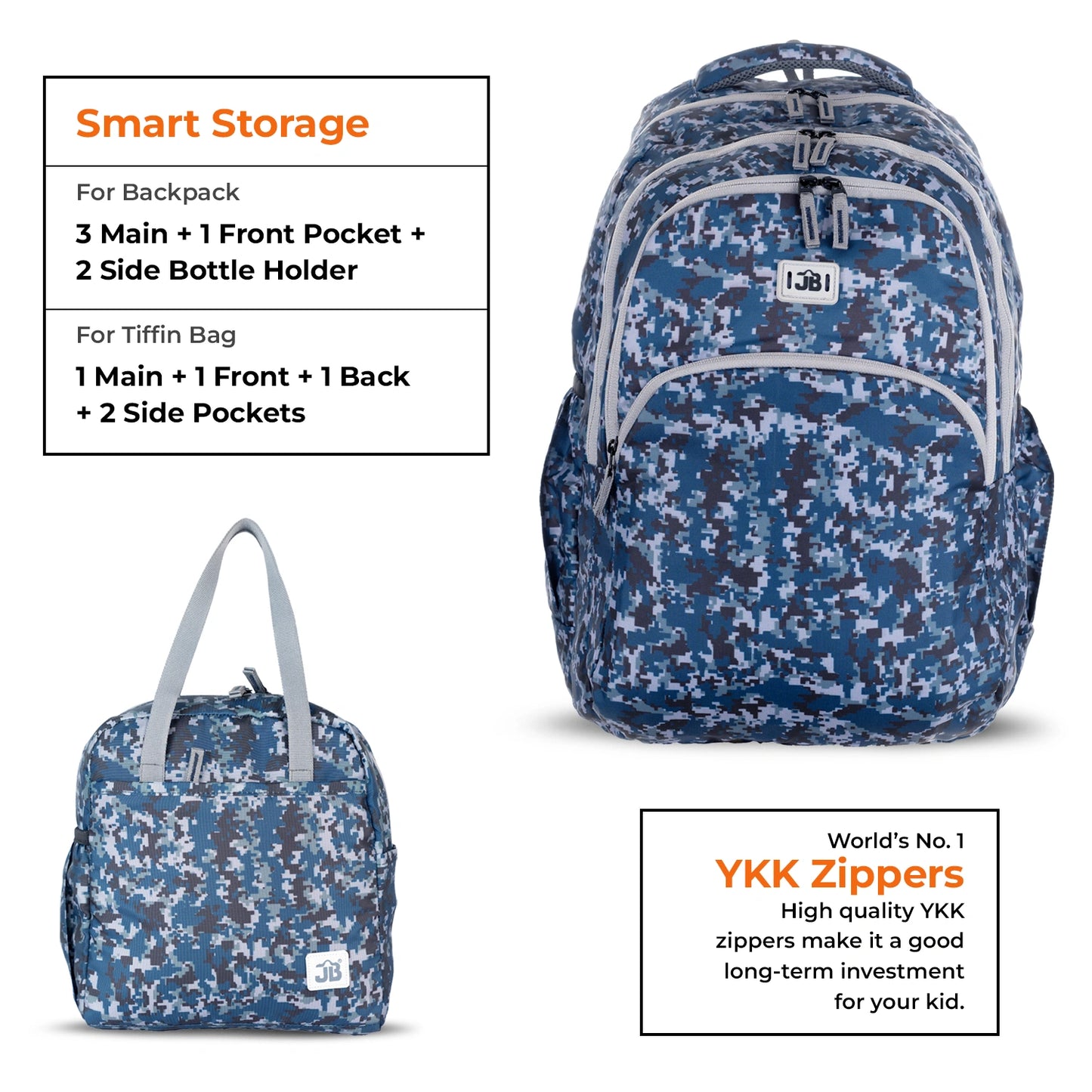 Secondary School 34L Backpack & 8L TiffinBag Combo for Kids – 18 Inches & 10.5 Inches | Age 9+
