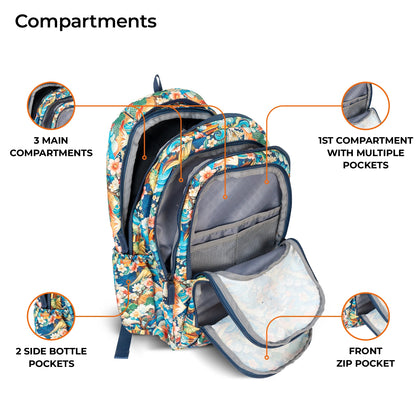 School Backpack 18"in | Age 8–11 | Grade III, IV, V,VI | 38L | Murex
