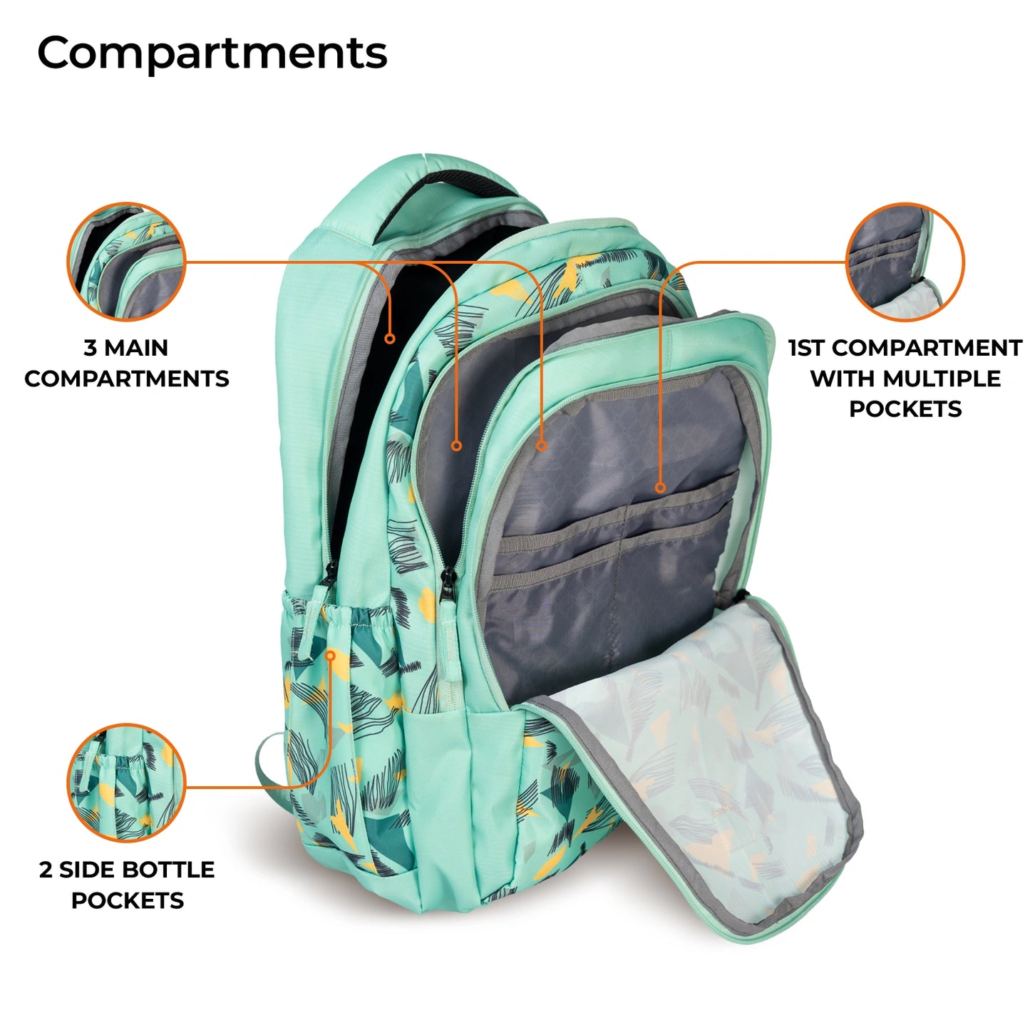 School Backpack 19"in | Age 9+ | Grade V To XII | 37L | Graffix