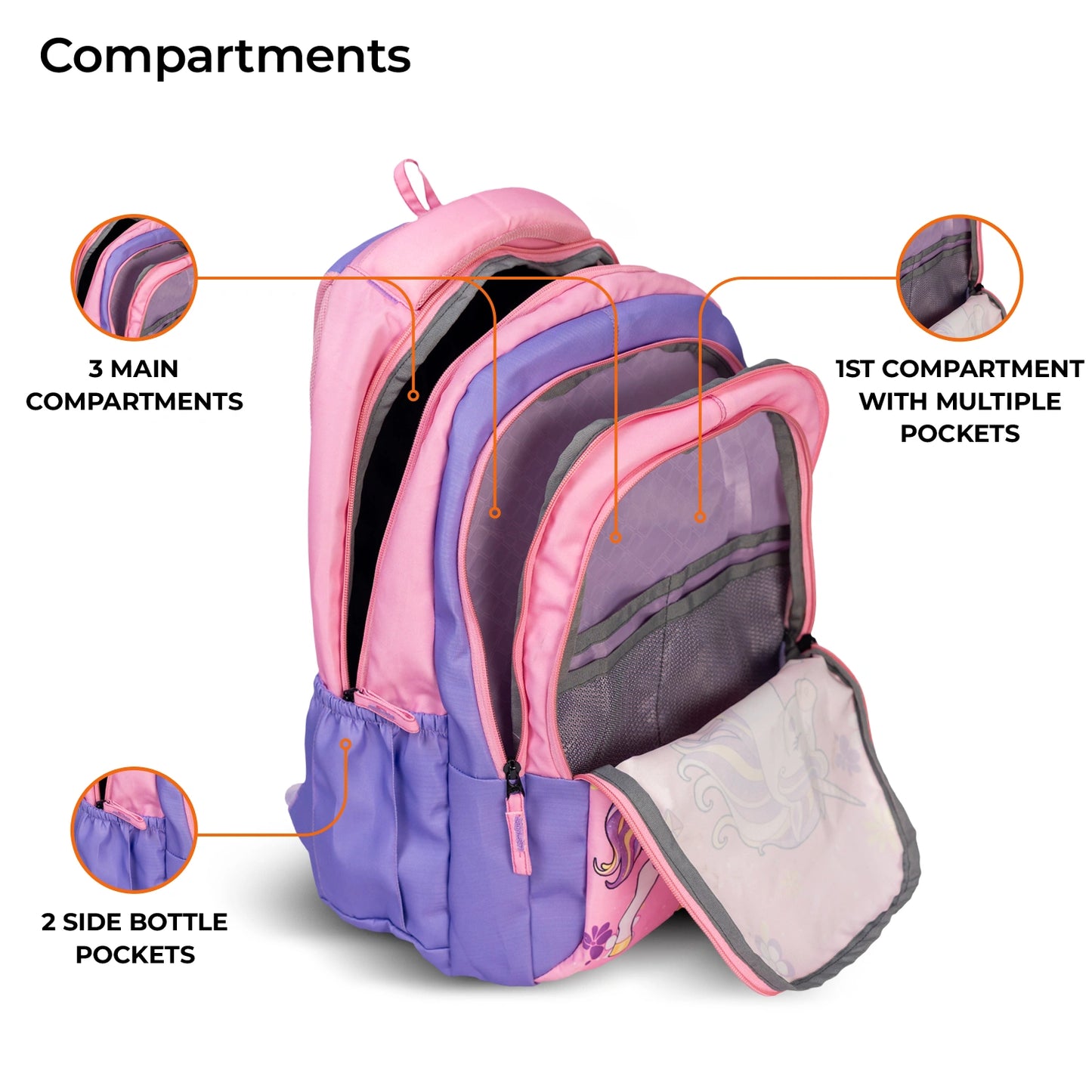 School Backpack 19"in | Age 9+ | Grade V To XII | 37L | Graffix