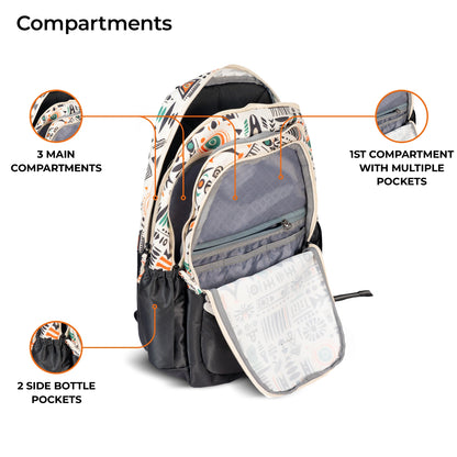 School Backpack 19"in | Age 9+ | Grade V to XII+ | 34L | Aspen