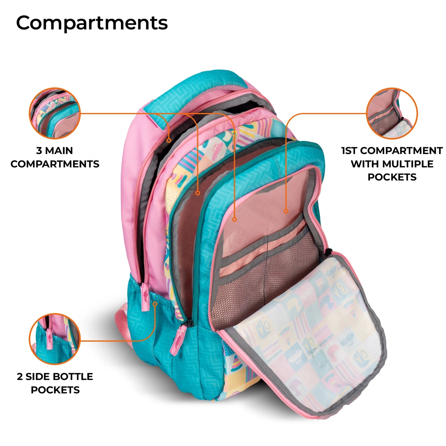 School Backpack 19"in | Age 9+ | Grade V To XII | 37L | Graffix