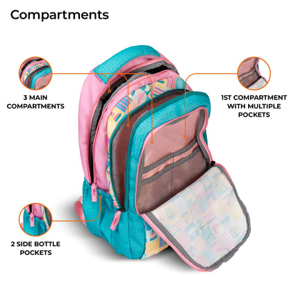 School Backpack 19"in | Age 9+ | Grade V To XII | 37L | Graffix