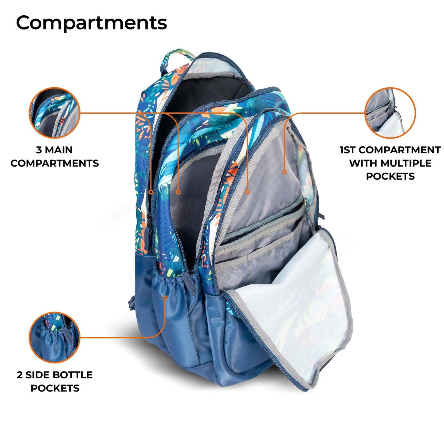 School Backpack 19"in | Age 9+ | Grade V to XII+ | 34L | Aspen