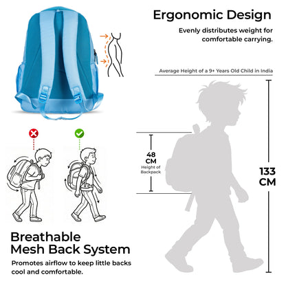 School Backpack 19"in | Age 9+ | Grade V To XII | 37L | Graffix