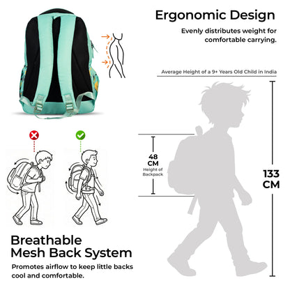 School Backpack 19"in | Age 9+ | Grade V To XII | 37L | Graffix