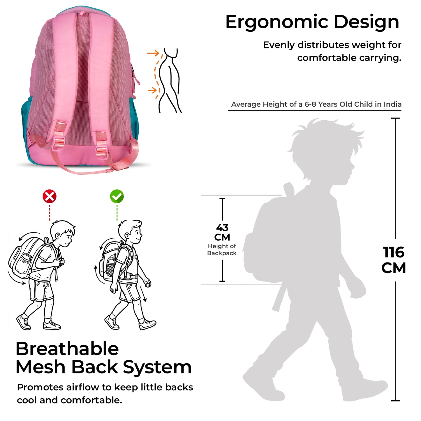 School Backpack 17"in | Age 6–8 | Grade I,II,III | 24.5L | Artzy