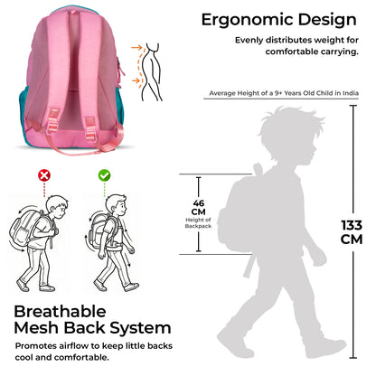 School Backpack 18"in | Age 8–11 | Grade III, IV, V, VI | 32.6L | Scribbles