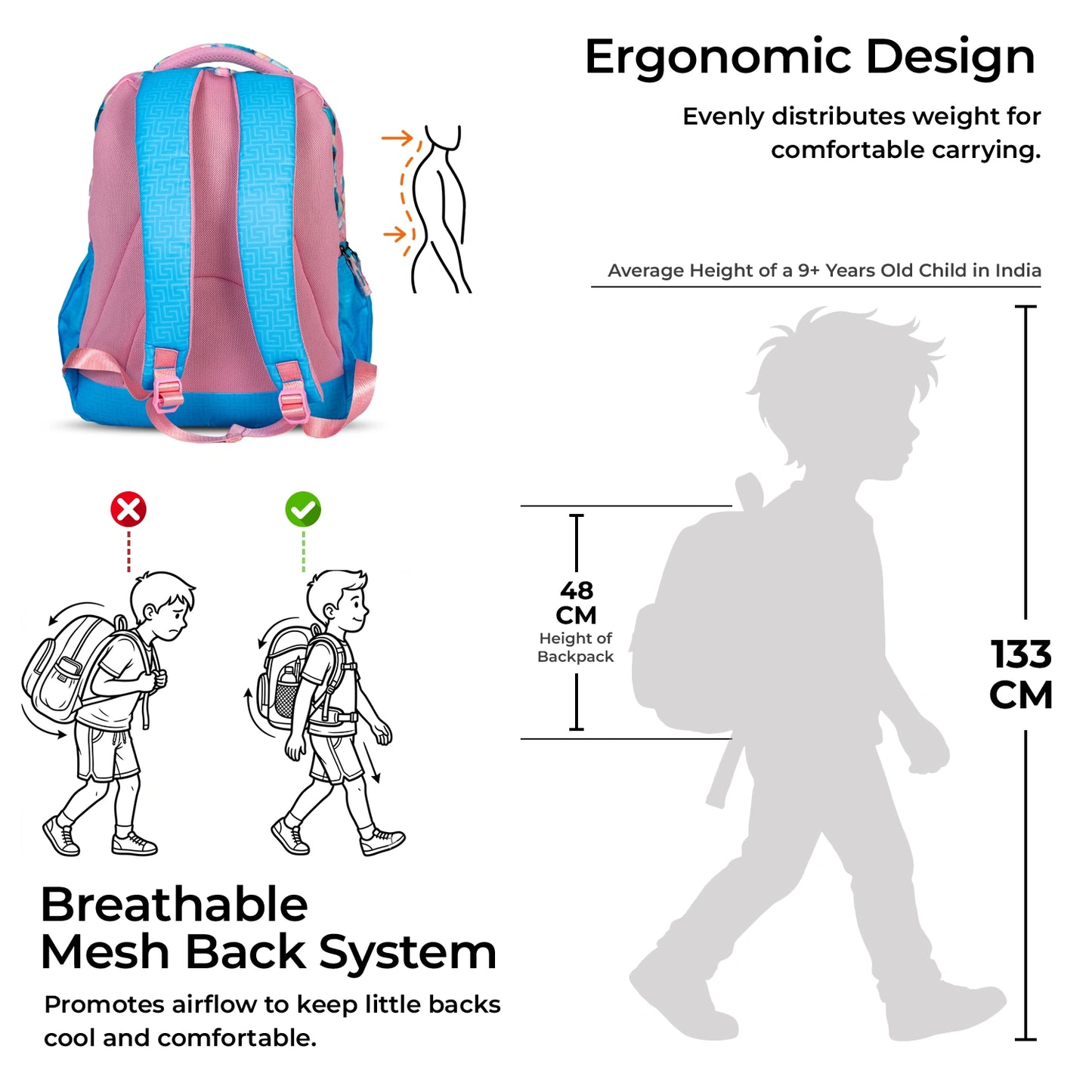 School Backpack 19"in | Age 9+ | Grade V To XII+ | 38L | Axiom