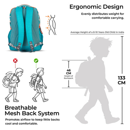 School Backpack 18"in | Age 8–11 | Grade III, IV, V, VI | 33.8L | Arbor