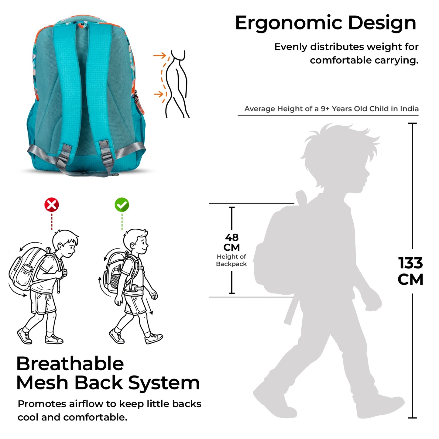 School Backpack 19"in | Age 9+ | Grade V To XII+ | 38L | Axiom