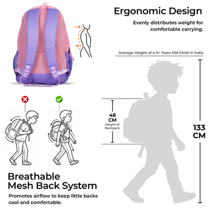 School Backpack 19"in | Age 9+ | Grade V To XII | 37L | Graffix