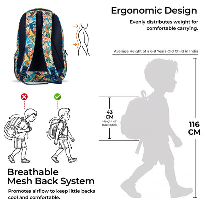 School Backpack 17"in | Age 8–10 | Grade III, IV, V | 25L | Mosaic