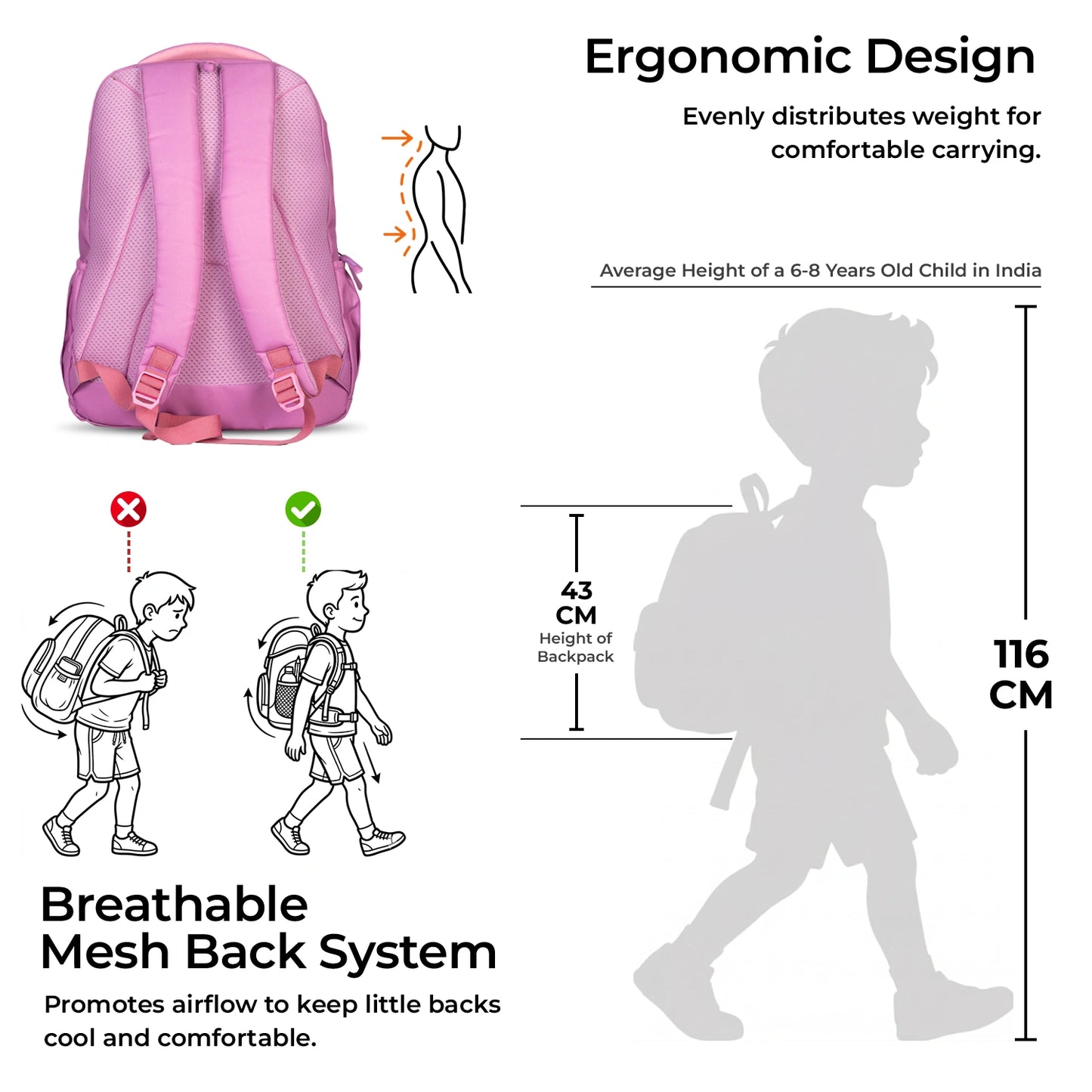 School Backpack 17"in | Age 8–10 | Grade III, IV, V | 25L | Mosaic