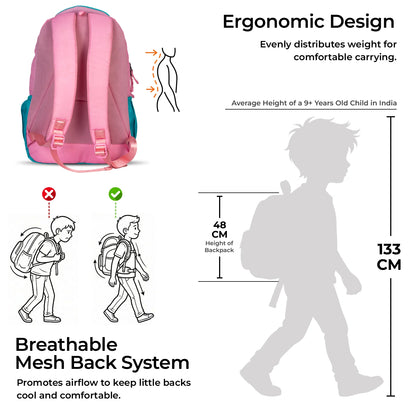 School Backpack 19"in | Age 9+ | Grade V To XII | 37L | Graffix