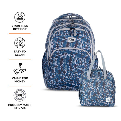 Secondary School 34L Backpack & 8L TiffinBag Combo for Kids – 18 Inches & 10.5 Inches | Age 9+