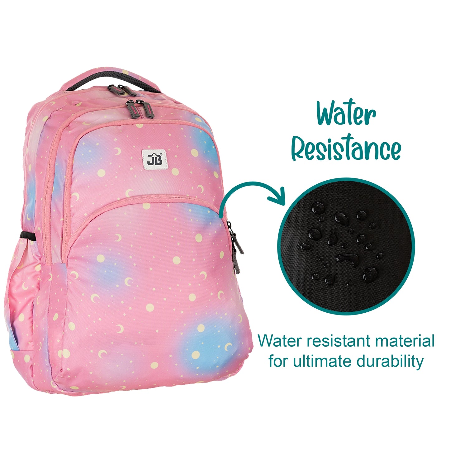 JB Printed (19inch)(47cm) Backpack(4zip) – Stylish & Spacious for School & College