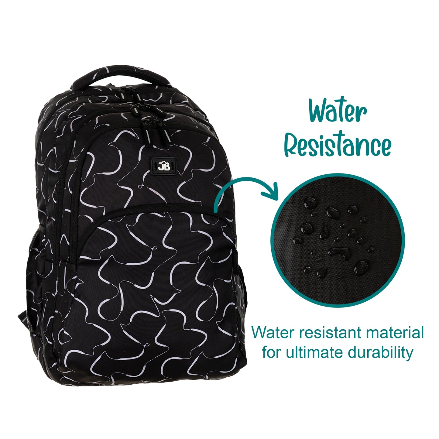 JB Printed (19inch)(47cm) Backpack(4zip) – Stylish & Spacious for School & College