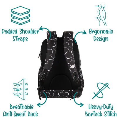 JB Printed (19inch)(47cm) Backpack(4zip) – Stylish & Spacious for School & College