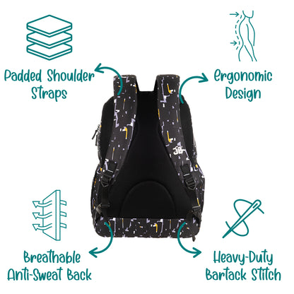 JB Printed (19inch)(47cm) Backpack(4zip) – Stylish & Spacious for School & College