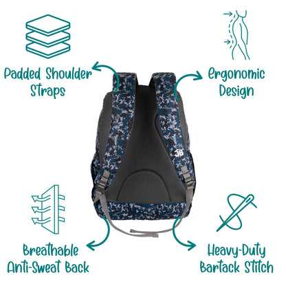 JB Printed (19inch)(47cm) Backpack(4zip) – Stylish & Spacious for School & College