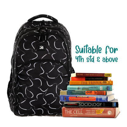 JB Printed (19inch)(47cm) Backpack(4zip) – Stylish & Spacious for School & College