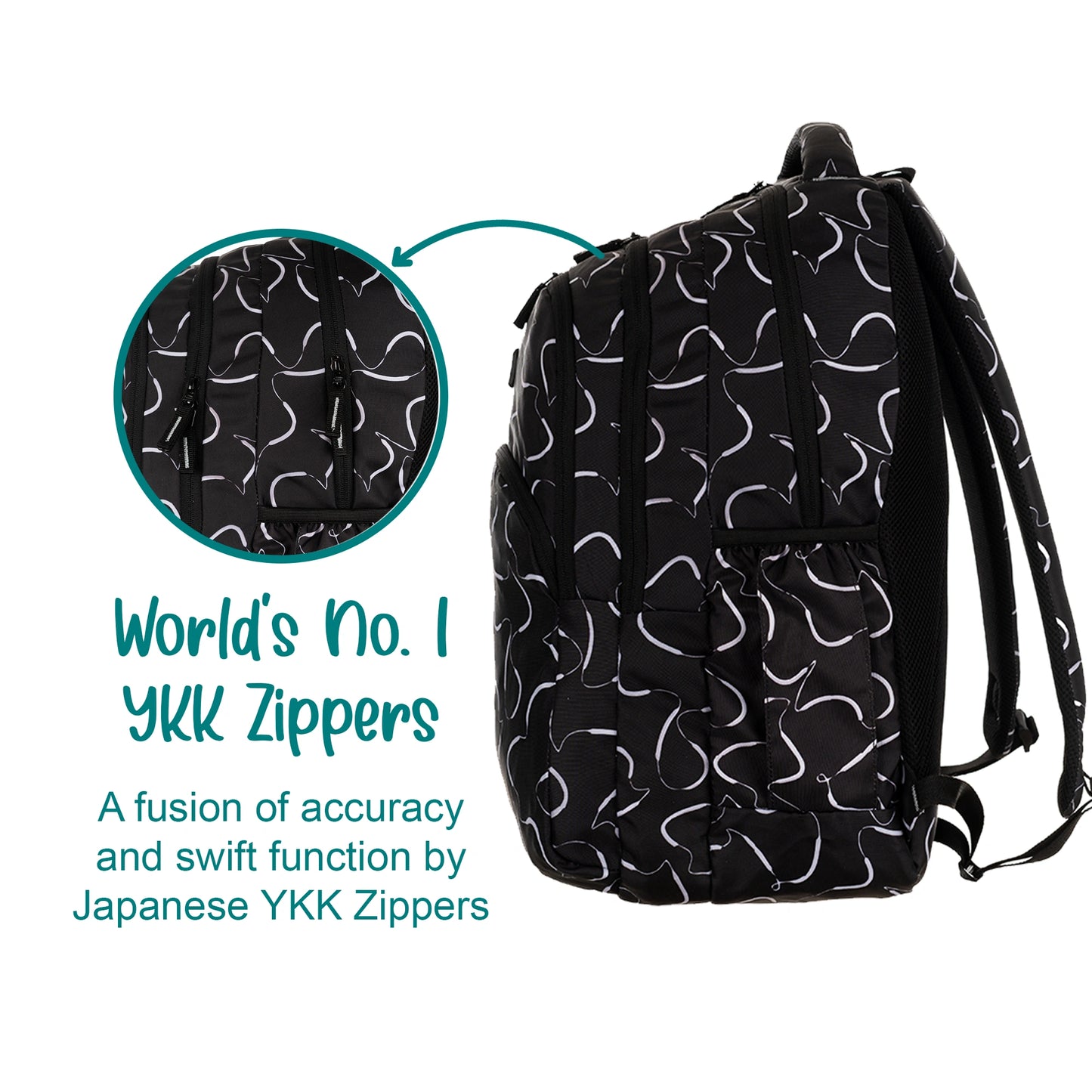 JB Printed (19inch)(47cm) Backpack(4zip) – Stylish & Spacious for School & College
